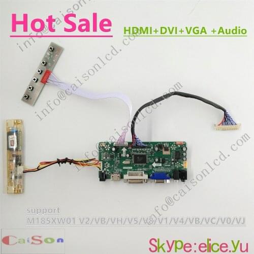 DVI/VGA/AUDIO/ of LCD Driver Board support M185XW01 V2/VB/VH/V5/V8/V1/V4/VB/VC/V0/VJ