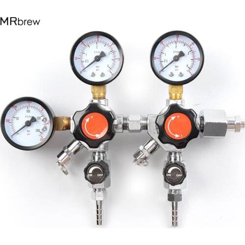 CO2 Dual Regulator for Beer and Soda Keg and Dispensing System W21.8 With Relief and Shut-Off Valve 0~3000psi, 0~60psi