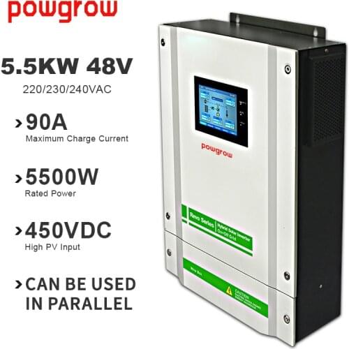 5.5KW Hybrid Solar Inverter 220V 48V 5500W 450Vdc PV Input 90A MPPT Solar Charger Grid Tied Touch Screen Inverter With CT Sensor