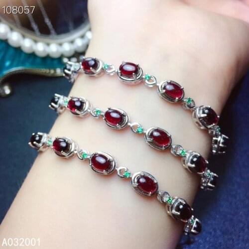 KJJEAXCMY fine jewelry natural garnet 925 sterling silver new women hand bracelet support test elegant