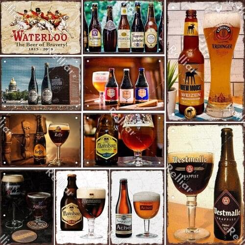 Classic Beer Metal Poster Tin Sign Bar Wall Home Stickers Decoration Retro Mojito Cocktail Plaque Art Sentiment Plates