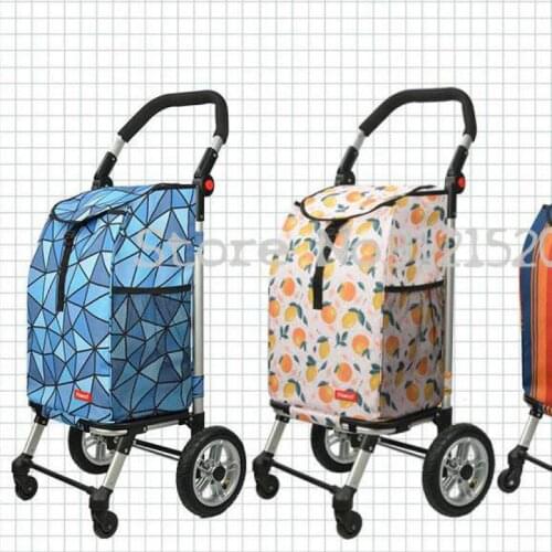 Shopping Cart Shopping Cart Small Cart Artifact Waterproof Folding Trolley Cart Elderly Trailer Household Food Basket Mute Troll