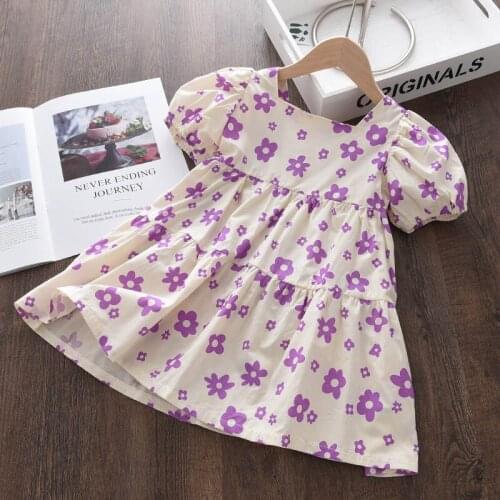 Baby Girls Flower Summer Dress 2021 Summer Costumes Kids Girl Fashion Korean Style Floral Dresses Sweet Vestidos For 2-6 Years