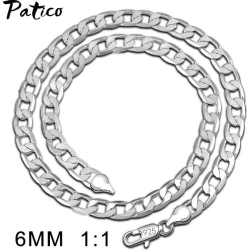 Top Brand 925 Sterling Silver Link Chain Necklaces Jewelry For Women Party Gift 6 mm Thickness Length 16 18 20 24 Inches