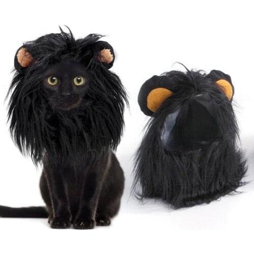 Cute Pet Halloween Hat Lion Manes Wig Small Dog Headgear Warm Soft Puppy Hat Halloween Party Pets Cosplay Clothes