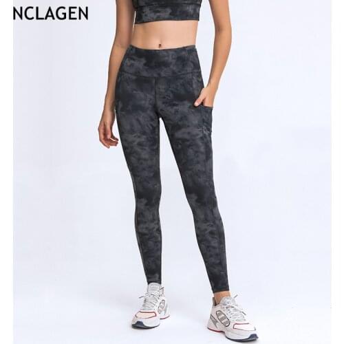 NCLAGEN Yoga Pants Pocket Women High Waist Sport Leggings Elastic Sports Running Squat Proof Double-sided Gym Workout Tights