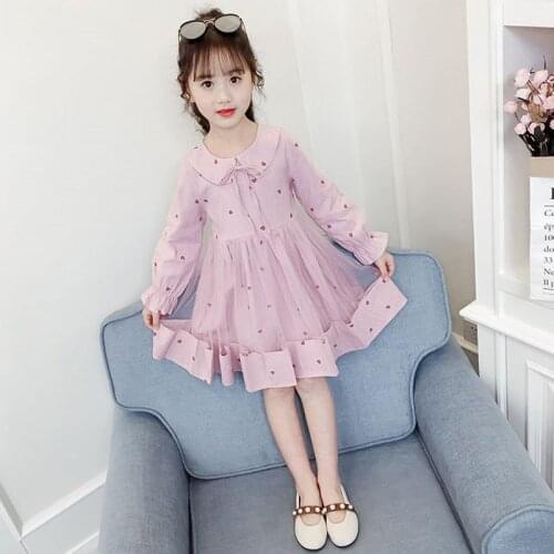 2021 New Spring Children Girl Cotton Mesh Patchwork Tutu Princess Dress Toddler Girl Clothes Vestidos Kids Dresses For Girls T95