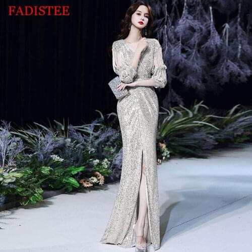New Arrival Sequin V-neck Evening Dresses Robe De Soirée De Mariage Vestidos De Fiesta вечерние платья Vestidos De Noche