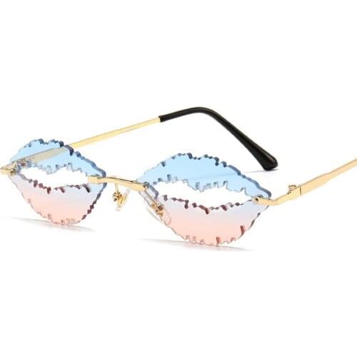 TEENYOUN Rimless Lips Sunglasses Women 2020 Luxury Brand Funny Party Moon Smiley Hollow Sun Glasses UV400 Gafas De Sol