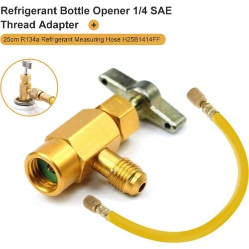 Refrigerant Bottle Opener 1/4 SAE Thread Adapter R-134a Opener Valve Tool Auto Parts Adapter Refueling Conditioning Tool Set
