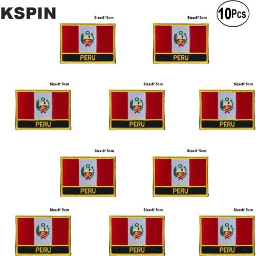 Peru Flag Embroidery Patches Iron on Saw on Transfer patches Sewing Applications for Clothes in Home&Garden