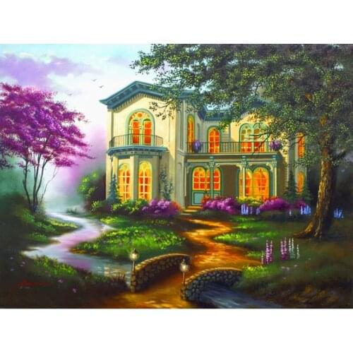 Full Square/Round 5D Diy Diamond Painting House in Springtime 3D Diamond Embroidery Cross Stitch Handmade Mosaic Home Decor