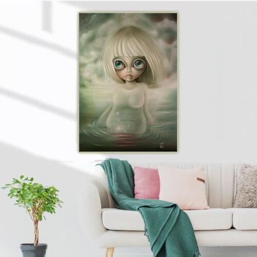 Holover Modern Canvas Oil Painting Mark Ryden"Water Spirit",Childish & Weird Pop Art Poster Unframed Home Decor Aesthetic