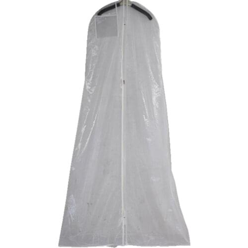 Clear Double-sided Mesh/Voile Wedding Dress Dust Cover Protection Case with Zipper for Long Clothes Robe FC94