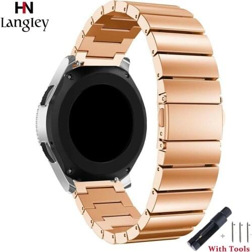 20 22mm Width Solid Stainless Steel Watchband For Samsung Gear S2 S3 Huawei AMAZFIT Replacement Straps Galaxy Watch 42mm/46mm