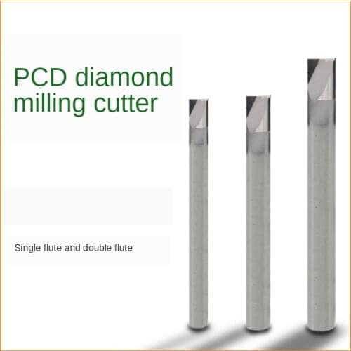 PCD diamond end mill single-edged double-edged 2-blade carving knife acrylic copper aluminum 3 tungsten steel handle 4 5 6 8mm