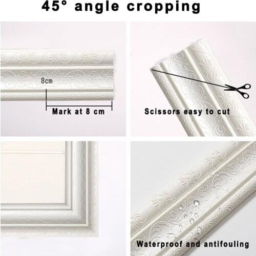 Self Adhesive Flexible Foam Molding Trim 3D Sticky Decorative Wall Border Wall Lines Wall Paper for Home 2.3m pjop