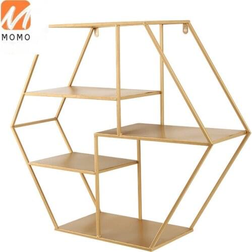 Nordic Iron Wall Shelf TV Background Wall Wall Mount Decoration Living Room Wall Book Storage Shelf