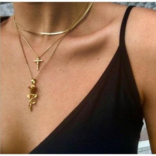 Layer Chain Necklace Gift Bohemia Tassel Maxi Chocker Flower Gold Color 2018 Sweater Statement Snake Chain Necklaces for Women
