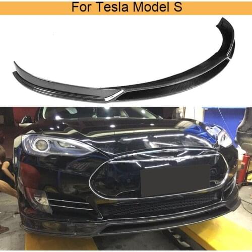 Car Front Bumper Lip Spoiler Splitter for Tesla Model S Base Sedan 4 Door 2012 - 2015 Carbon Fiber Car Styling