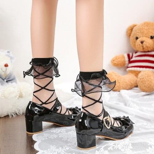 Mid Heel Lolita Fashion Shoes New Fairy Bowknot Buckle Pu Fresh Jk Uniform Princess Ol Ladies Elegant Female Anime Sweet Girls