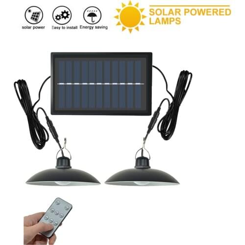 Remote 30 led 2 head Retro Lampshade Outdoor Indoor Solar Pendant Light Solar Powered Hanging Shed Lights Waterproof Decoration