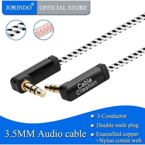 Angle Aux Cable,JORINDO Double 90 Degree Angle 3.5MM Male to Male Jack Audio Stereo Cable Compatible iPhone, Tablets, Headphone