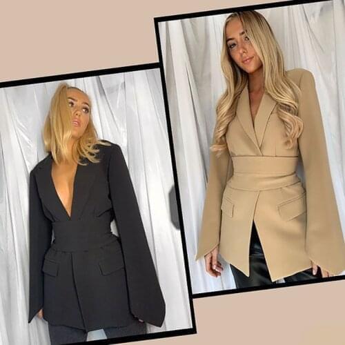 2021 Office Ladies Blazer Women Suits with Belt Outerwear Womens Jackets Long Sleeve Elegant White Black Jacket Female Texudo