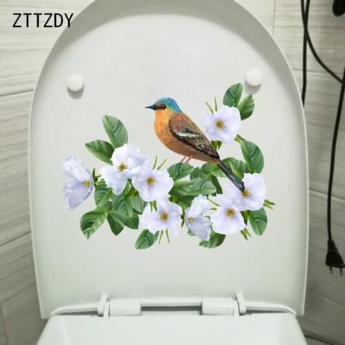 ZTTZDY 24.9CM×19.4CM Gorgeous Bird Plant Wall Stickers Mural Fashion Toilet Decor Home Accessories T2-1040
