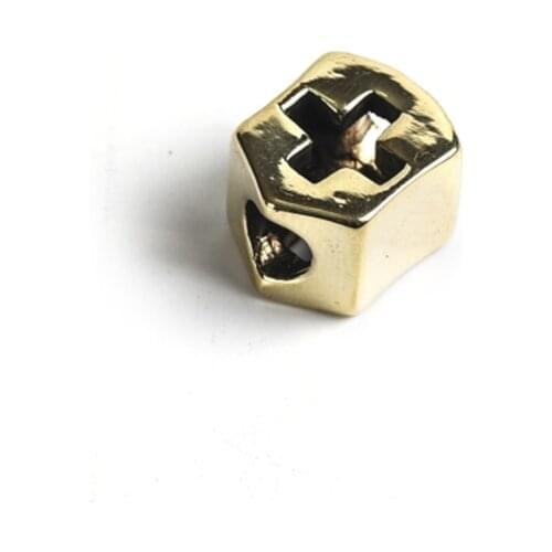 1PC Shield Cross Hole Brass Knife Beads Lanyard Pendant Umbrella Rope Lanyard Paracord Bead EDC Accessory Tool