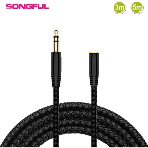 3m/5m Male to Female 3.5mm AUX Jack Audio Extension Cable Cord 3.5 Auxiliary Headphone Earphone Speaker Stereo Audio Cables Cord