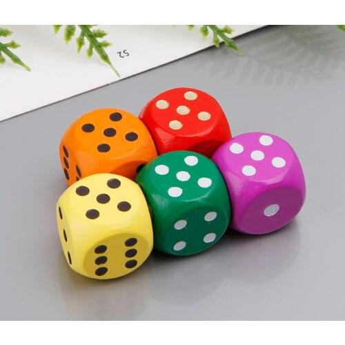 5pcs 16mm Wood Dice Number Round Corner Hexahedron For Family Party DND Kid Toys
