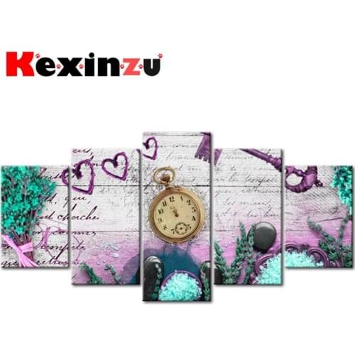 5pcs Full Square/Round Drill 5D DIY Diamond Painting Cross Stitch"Flower Home" Multi-picture Combination Embroidery Decor Home a