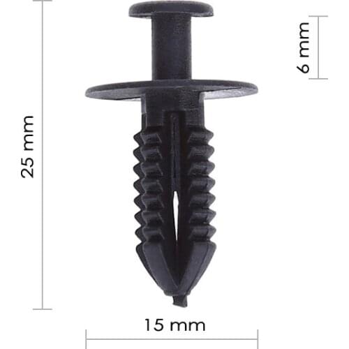 50pcs 1595 6MM Car Plastic Rivets Door Fender Push-type Fastener Retainer Clips Black Auto Fastener for BMW Benz