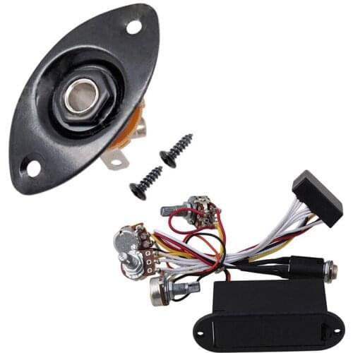Guitar Jack Plate 30 BK Oval Indented Guitar Jack with 2 Band Active Bass Guitar EQ Equalizer Preamp Circuit Pickup