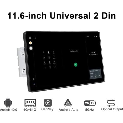 11.6"Central Multimedia Autoradio Android 10 Car Stereo Radio Universal Head Unit HD 1920*1080 6GB 128GB Carplay Reverse Camera