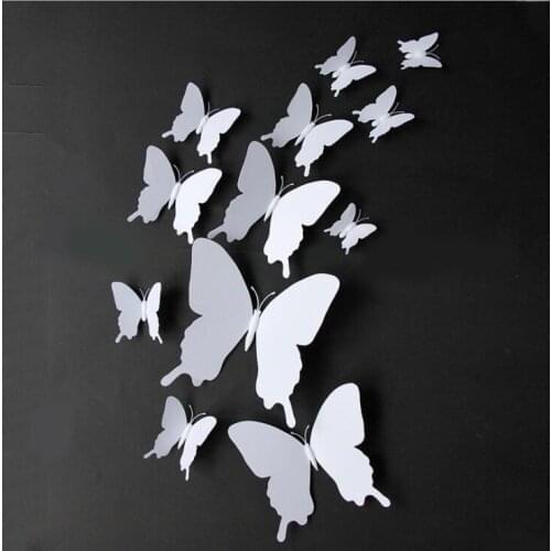 White contact paper White butterfly single layer 12 butterfly photography colorable pvc butterfly wall decoration 3d butterfly