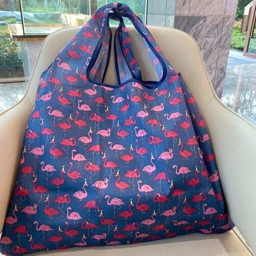 Large Foldable Womens Tote Reusable Polyester Grocery Shopping Bag Travel Shoulder Bag Machine Washable Grocery Bag