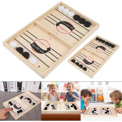 Wooden Slingpuck Game Fast Hockey Sling Puck Game Paced Slingpuck Board Game Parent-child Interactive Toys Children Party Games