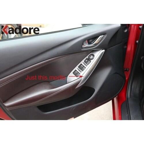 For Mazda 6 Atenza M6 2017 ABS Matte Inner Window Rises Switch Button Cover Trim Door Armrest Panel Car Interior Accessories