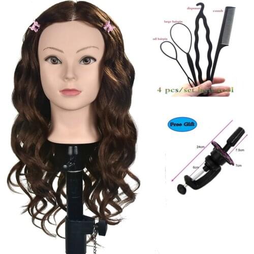 Boli Professional Training Head with Human Hair 20" Salon Hairdressing Mannequin Head Dolls Thick hair can Curl Get free clamp