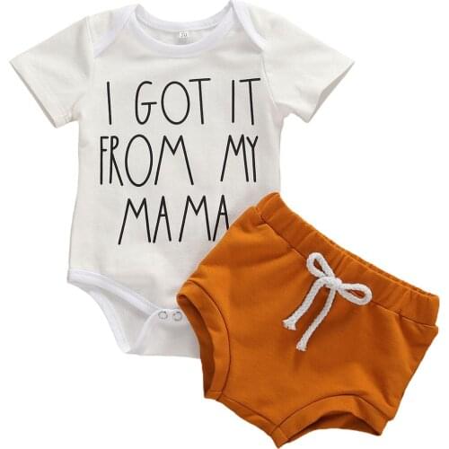 New 2pcs Toddler Kids Baby Boys Girls Letter Print Tops + Shorts Outfits Set Clothes
