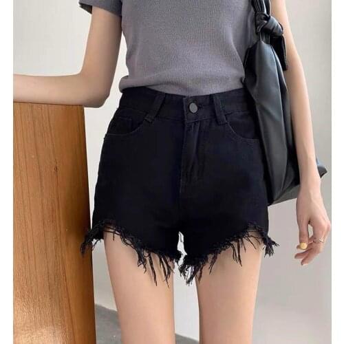 Short Womens Summer New Casual Loose All-match Ladies Pants High Waist Slim-fitting Raw-edge Wide-leg Pants Hot Trousers Female