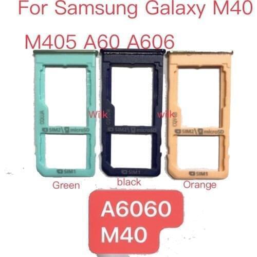 Sim Tray Holder For Samsung Galaxy M40 M405 A60 A606 SIM Card Tray Slot Holder Adapter Socket Repair Parts