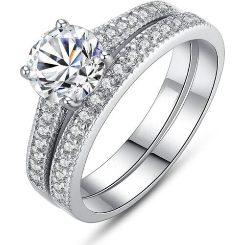 Megin D Hot Sale Classic Romantic Simple Set Zircon Copper Rings for Men Women Couple Friend Wedding Fashion Gift Jewelry