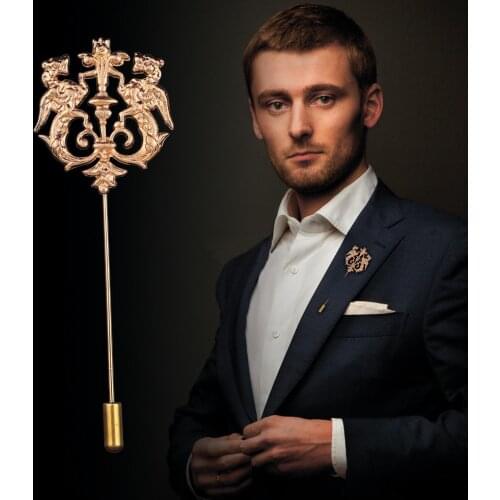 Fashion Men Jewelry Vintage Design Gold-color Hollow Costume Accessories Fashion Brooches Pins Man Brooch Jewelry Free Shipping