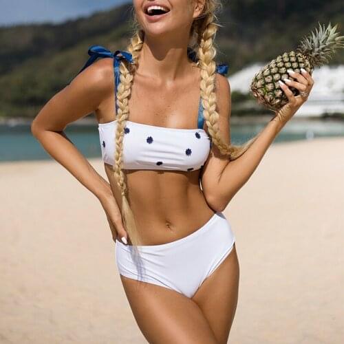 Mossha High waist swimsuit women Bandeau push up bikini 2021 Patchwork bandeage swimwear women Sexy bathing suit Beach wear New