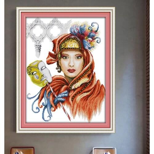 Masquerade ball Printed Cross Stitch Kit Home Decorative painting 11CT 14CT DMC Chinese Embroidery Needlework Cross-stitch set