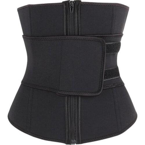 Neoprene Black Waist Cincher Tummy Trimmer Weight Reduction Zipper Slimming Belt Exercise Sweat Body Shaper Weight Loss Fat Burn