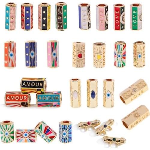 Pop Art Eye Charm Bracelet Necklace Making Supplies Colorful Cute Charm Bead Connector Designer Charm Heart-shaped Letter Copper